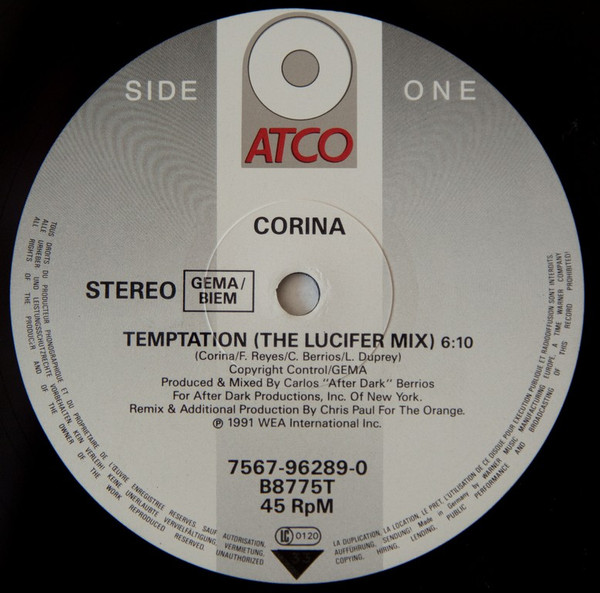 Corina - Temptation | ATCO Records (7567-96289-0) - 2 Corina - Temptation | ATCO Records (7567-96289-0) - 2