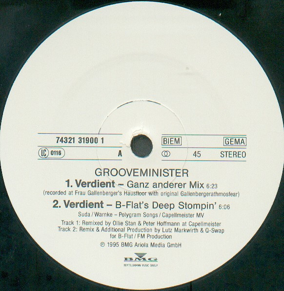 Grooveminister - Verdient | BMG Ariola Media GmbH (74321 31900 1) - 3