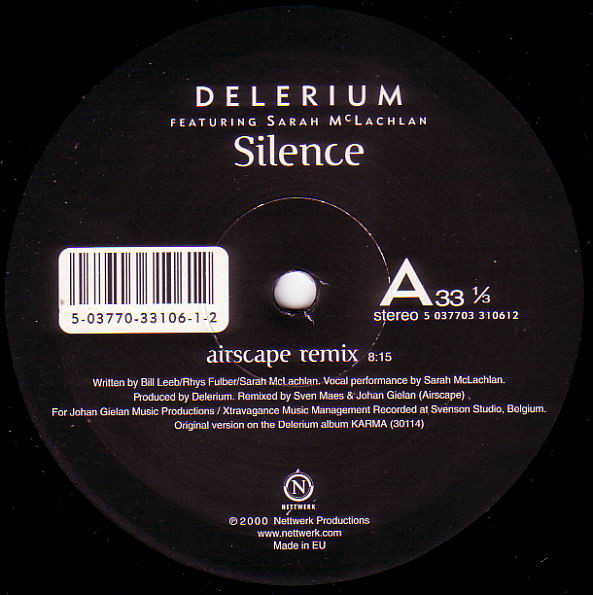 Delerium Featuring Sarah McLachlan - Silence (Remixes By Airscape And Dj Tiësto) | Nettwerk (5 037703 310612) - 3