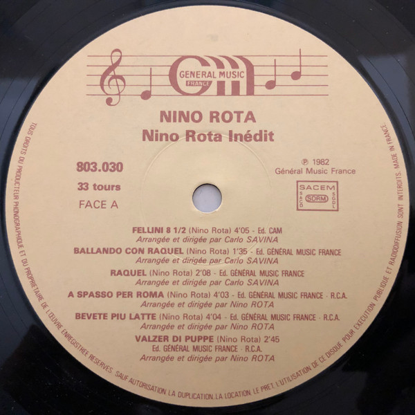 Nino Rota - Nino Rota Inedits | Général Music France (803.030) - 3 Nino Rota - Nino Rota Inedits | Général Music France (803.030) - 3