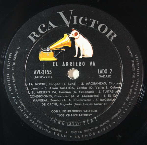 Los Chalchaleros - El Arriero Va (The Herdman Toils) | RCA Victor (AVL-3155) - 4