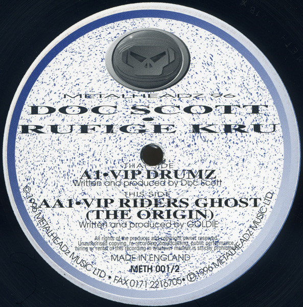 Doc Scott / Rufige Kru - VIP Drumz / VIP Riders Ghost (The Origin) | Metalheadz (METH 001/2) - 3