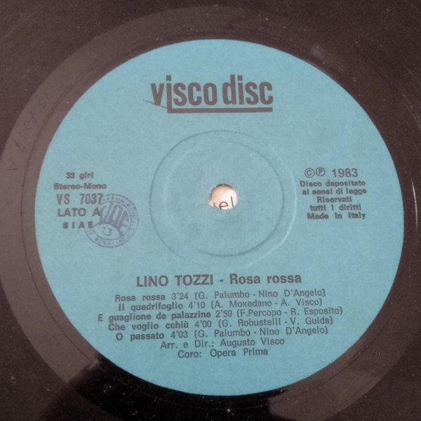 Lino Tozzi - Rosa Rossa | Visco Disc (LP 7037) - 3