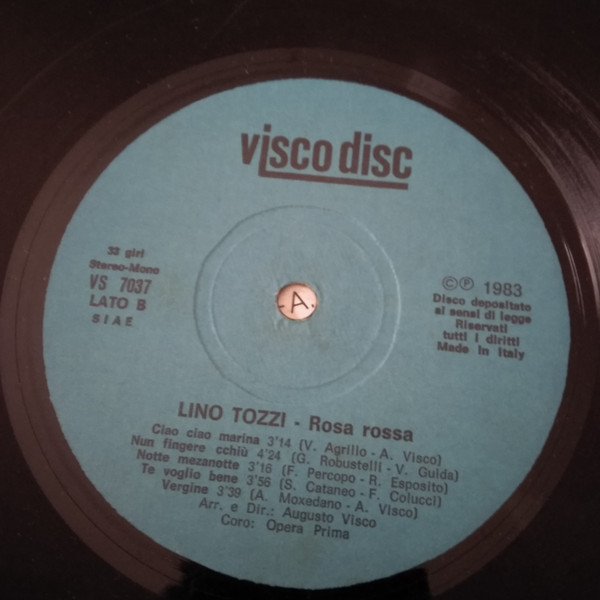Lino Tozzi - Rosa Rossa | Visco Disc (LP 7037) - 4