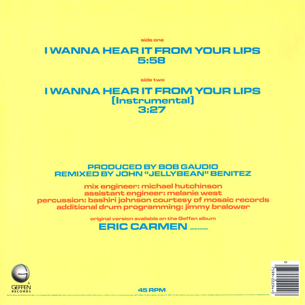 Eric Carmen - I Wanna Hear It From Your Lips | Geffen Records (0-20294)