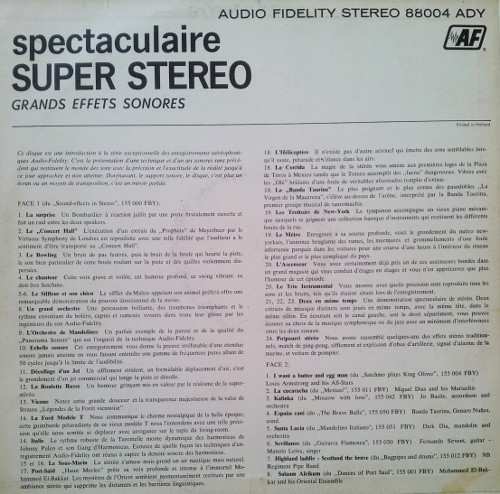 Various - Spectaculaire Super Stéréo - Grands Effets Sonores | Audio Fidelity (88004 ADY) - 2
