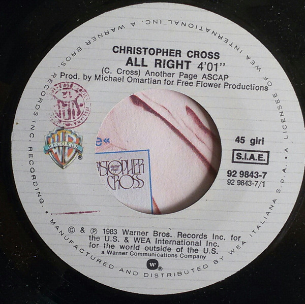 Christopher Cross - All Right | Warner Bros. Records (92 9843-7) - 3 Christopher Cross - All Right | Warner Bros. Records (92 9843-7) - 3