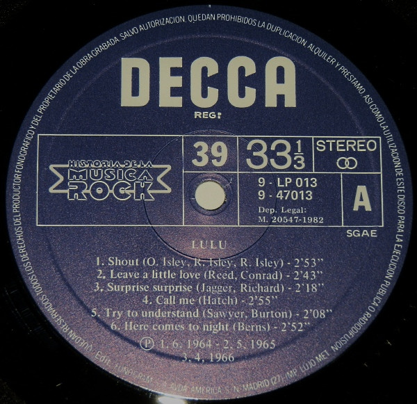 Lulu , Tommy Steele - Lulu / Tommy Steele | Decca (9 - LP013) - 3
