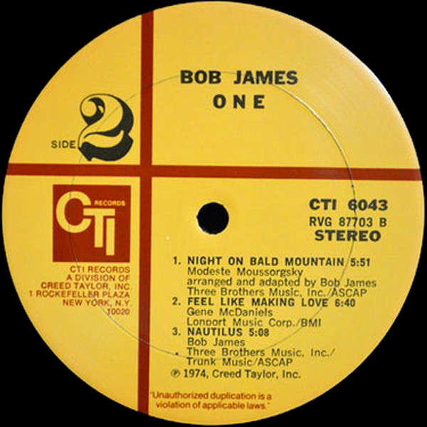 Bob James - One | CTI Records (CTI 6043) - 4