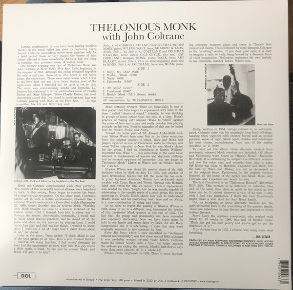 Thelonious Monk - Thelonious Monk with John Coltrane | DOL (DOL1076HB) - 2