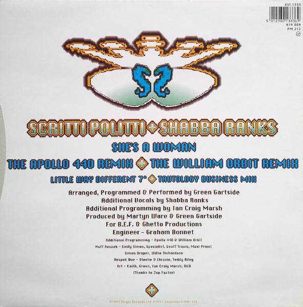 Scritti Politti + Shabba Ranks - She's A Woman | Virgin (VST 1333) - 2 Scritti Politti + Shabba Ranks - She's A Woman | Virgin (VST 1333) - 2