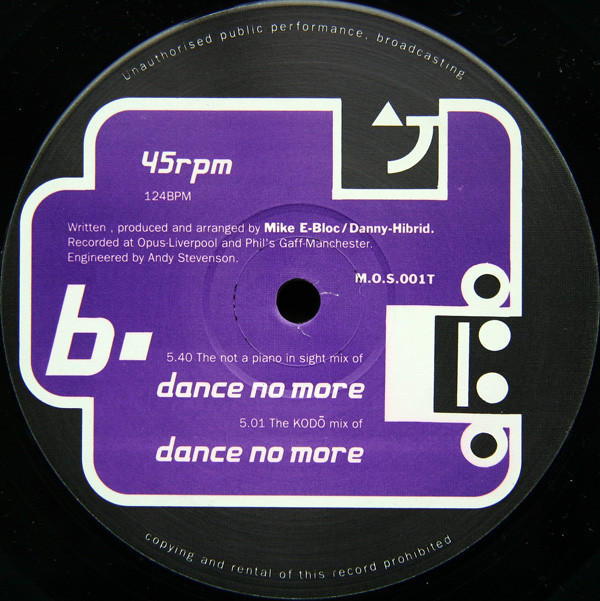 E-Lustrious Featuring Deborah Ffrench - Dance No More | M.O.S. Records (M.O.S. 001 T) - 2 E-Lustrious Featuring Deborah Ffrench - Dance No More | M.O.S. Records (M.O.S. 001 T) - 2