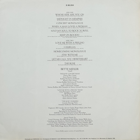 Bette Midler - La Rosa - Banda Sonora Original | Atlantic (S 90.204) - 4 Bette Midler - La Rosa - Banda Sonora Original | Atlantic (S 90.204) - 4