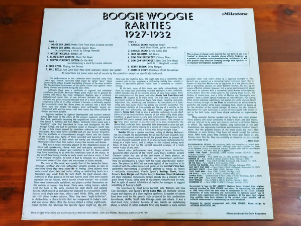 Various - Boogie Woogie Rarities 1927-1932 | Milestone (LMI 2009) - 2