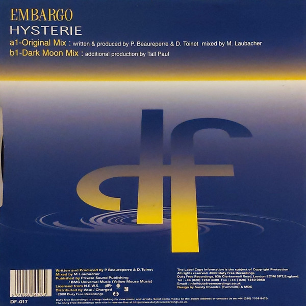Embargo! - Hysterie | Duty Free Recordings (DF017) - 2 Embargo! - Hysterie | Duty Free Recordings (DF017) - 2