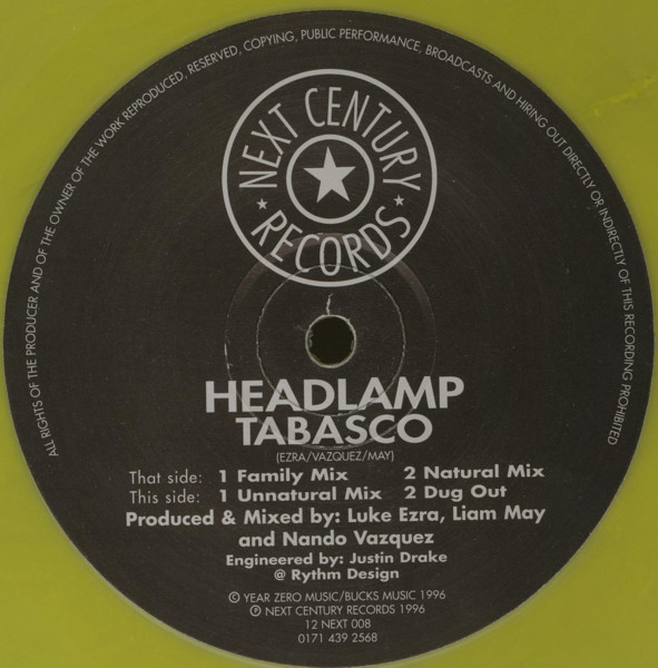 Headlamp - Tabasco | Next Century Records (12 NEXT 008)