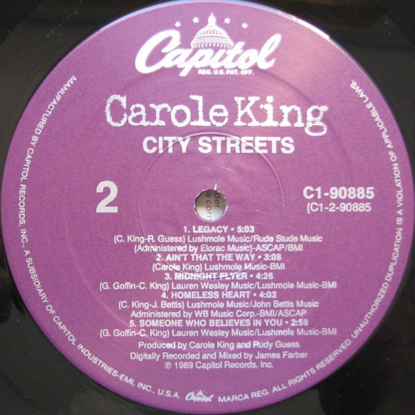 Carole King - City Streets | Capitol Records (C1-90885) - 4 Carole King - City Streets | Capitol Records (C1-90885) - 4