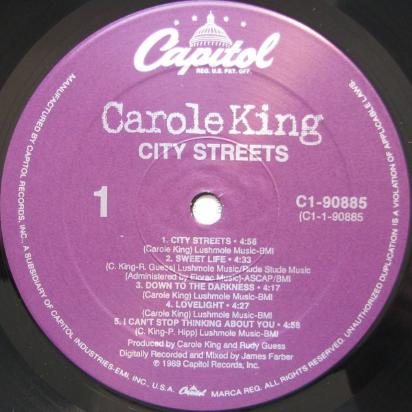 Carole King - City Streets | Capitol Records (C1-90885) - 3 Carole King - City Streets | Capitol Records (C1-90885) - 3