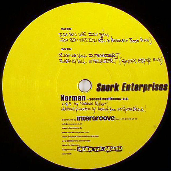 Norman - Second Continuous E.P. | Snork Enterprises (snork10b)