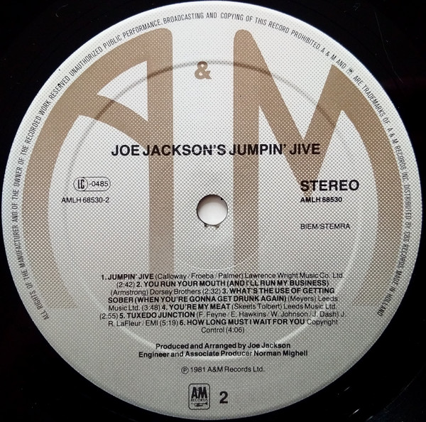 Joe Jackson - Jumpin' Jive | A&M Records (AMLH 68530) - 4