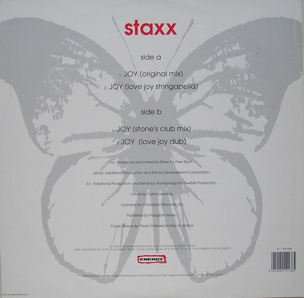 Staxx - Joy | X-Energy Records (X-12138) - main