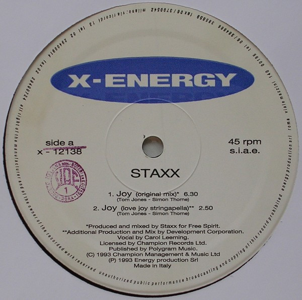 Staxx - Joy | X-Energy Records (X-12138) - 2