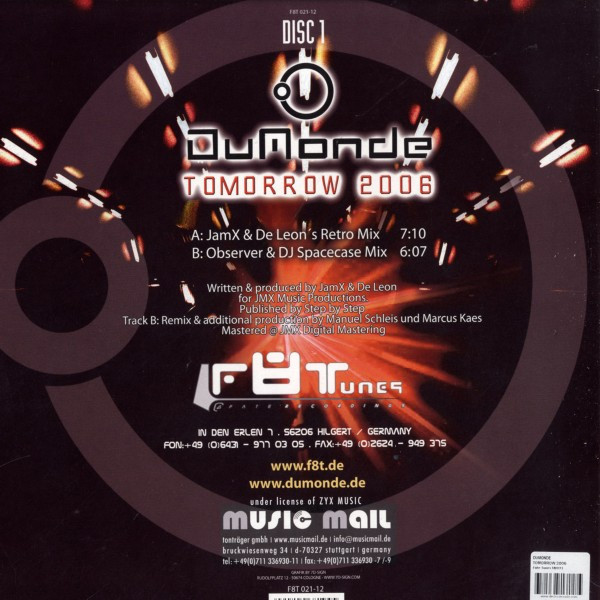 DuMonde - Tomorrow 2006 | Fate Recordings (F8T 021-12) - 2