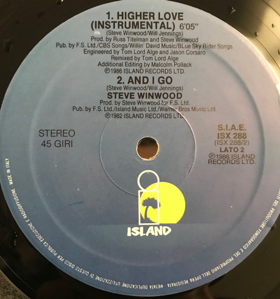 Steve Winwood - Higher Love | Island Records (ISX 288) - 3