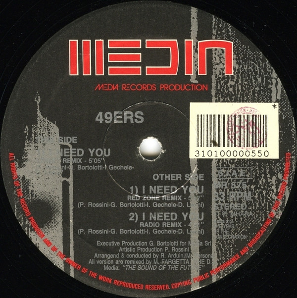 49ers - I Need You (Remixes) | Media Records (MR 575)