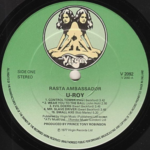 U-Roy - Rasta Ambassador | Virgin (V 2092) - 3
