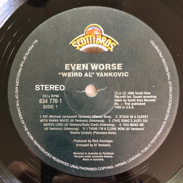 "Weird Al" Yankovic - Even Worse | Scotti Bros. Records (834 770-1) "Weird Al" Yankovic - Even Worse | Scotti Bros. Records (834 770-1)