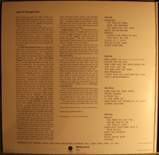 Judy Garland - Judy At Carnegie Hall - Judy In Person | Capitol Records (CAPSP 103) - 3