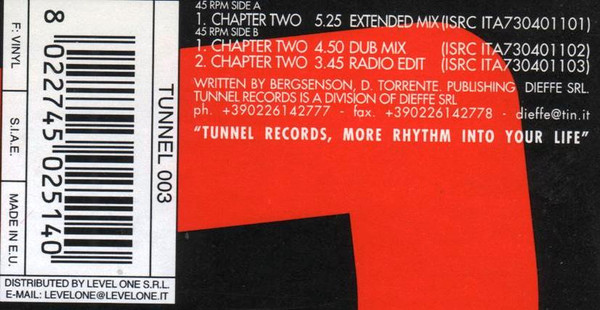 The Disco - Chapter Two | Tunnel Records (TUNNEL 003) The Disco - Chapter Two | Tunnel Records (TUNNEL 003)