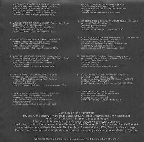 Tony Humphries - Ministry Of Sound (The Sessions Volume One) | Ministry Of Sound (MINST LP001) - 4