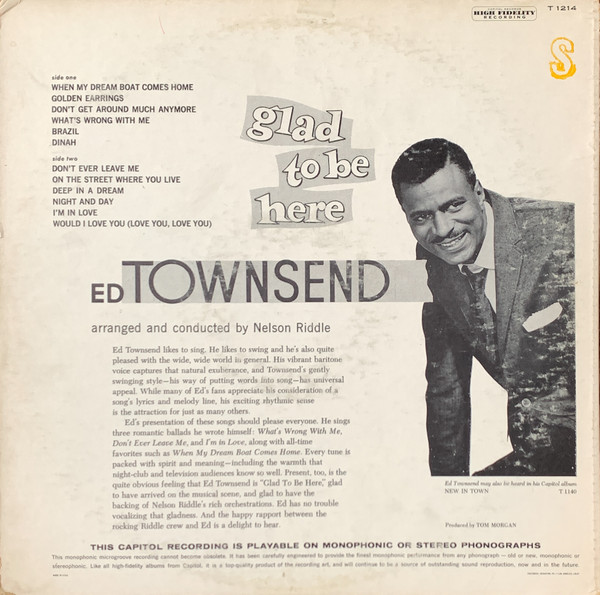 Ed Townsend - Glad To Be Here | Capitol Records (T 1214) - 2