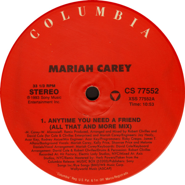 Mariah Carey - Anytime You Need A Friend | Columbia (44X 77528) - 3