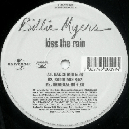 Billie Myers - Kiss The Rain | Universal (UNV 9810) - 3
