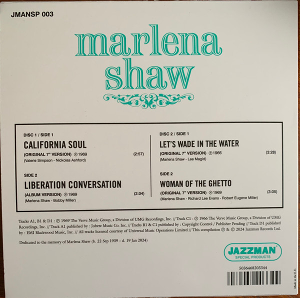Marlena Shaw - Marlena Shaw EP | Jazzman Special Products (JMANSP 003) - 2