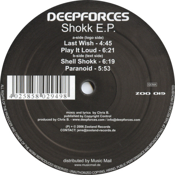 Deepforces - Shokk E.P. | Zooland Records (ZOO 019) - main Deepforces - Shokk E.P. | Zooland Records (ZOO 019) - main