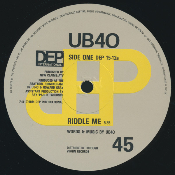 UB40 - Riddle Me | DEP International (DEP 15-12)