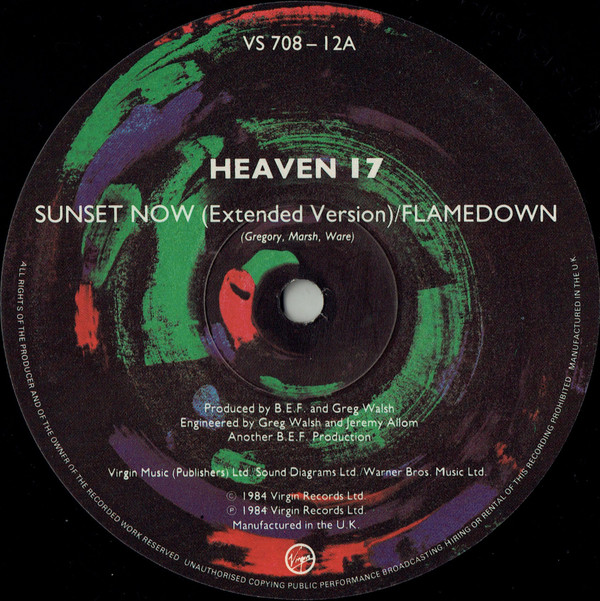 Heaven 17 - Sunset Now | Virgin (VS 708-12) - 3