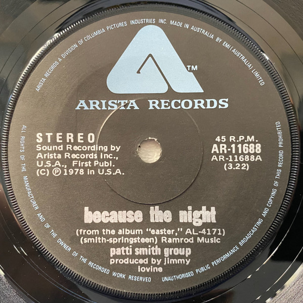 Patti Smith Group - Because The Night | Arista (AR-11688)