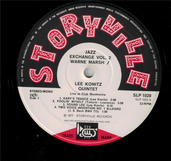 Warne Marsh Lee Konitz Quintet - Live At The Montmartre Club - Jazz Exchange Vol. 2 | Storyville (SLP 1020) - 3