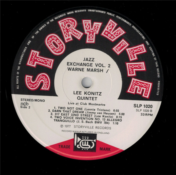 Warne Marsh Lee Konitz Quintet - Live At The Montmartre Club - Jazz Exchange Vol. 2 | Storyville (SLP 1020) - 4