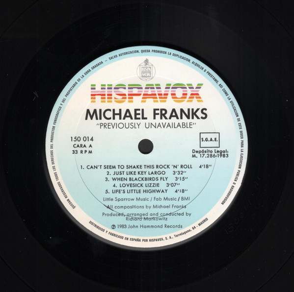 Michael Franks - Previously Unavailable | Hispavox (150 014) - 2 Michael Franks - Previously Unavailable | Hispavox (150 014) - 2