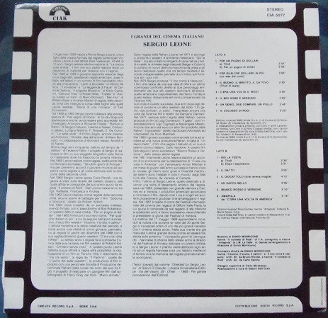 Ennio Morricone - I Grandi Del Cinema Italiano Sergio Leone | Cinevox Record (CIA 5077) - 2