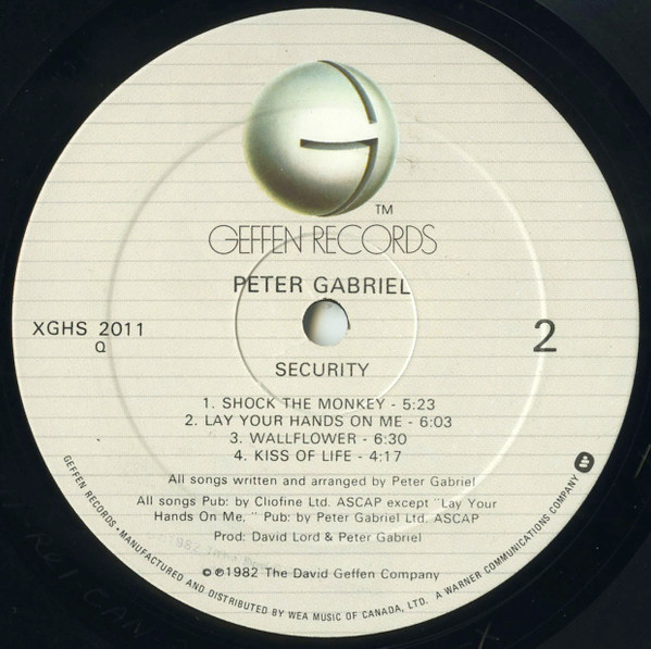 Peter Gabriel - Security | Geffen Records (XGHS 2011) - 4