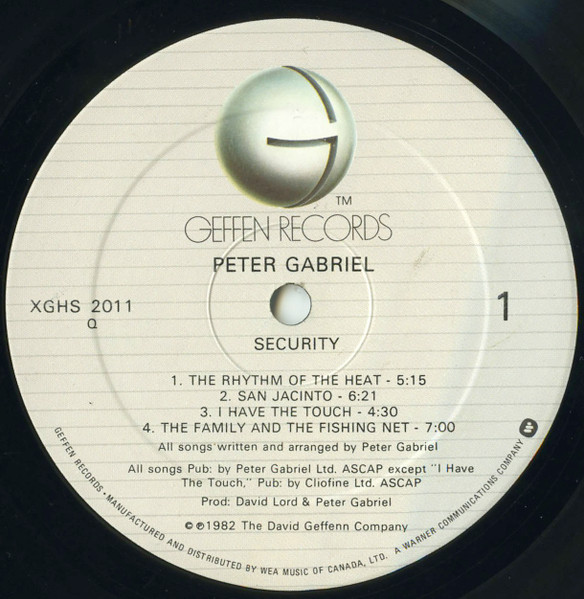 Peter Gabriel - Security | Geffen Records (XGHS 2011) - 3