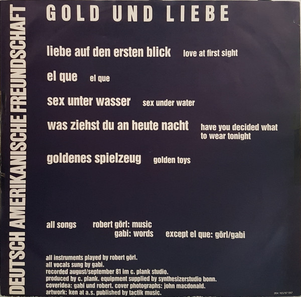 Deutsch Amerikanische Freundschaft - Gold Und Liebe | Virgin (204 165-320) - 3 Deutsch Amerikanische Freundschaft - Gold Und Liebe | Virgin (204 165-320) - 3