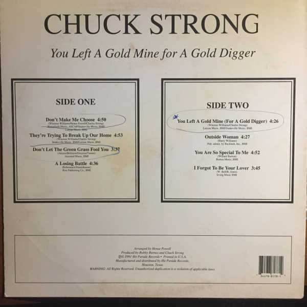 Chuck Strong - You Left A Gold Mine For A Gold Digger | Hit Parade Record Co. (HP-003) - 2